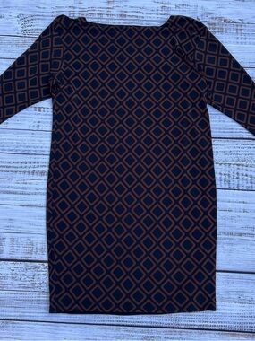 Lauren Ralph Lauren Navy & Brown Geometric Shift Dress